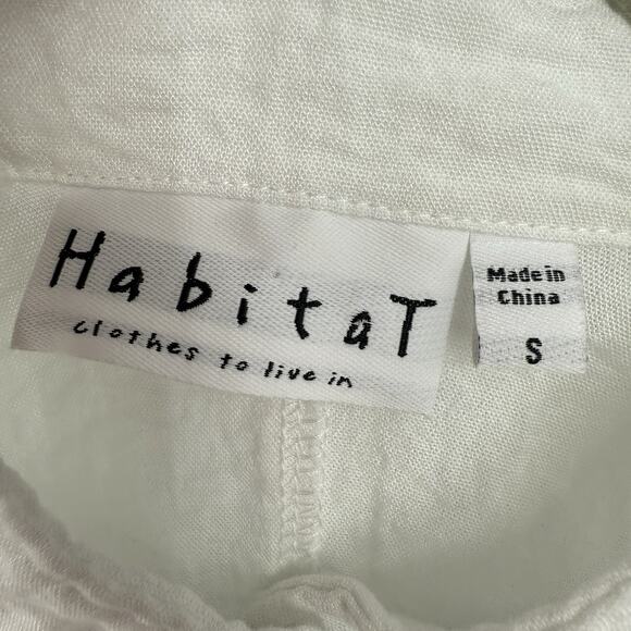 Habitat Clothes Button Tunic Top small White Crinkle Knit Artsy Boxy Lagenlook - Picture 9 of 10